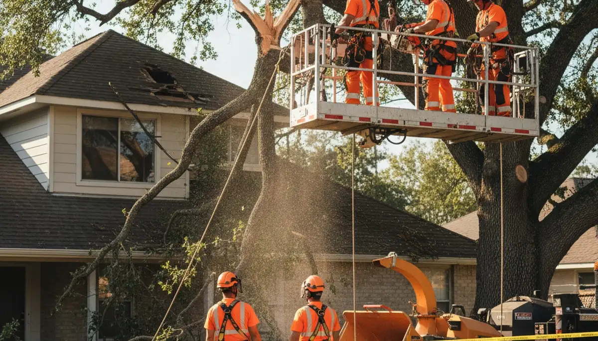 Andover, MA emergency tree service crew removing storm-damaged fallen trees