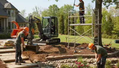 Andover, MA tree service crew providing landscaping and arbor care for local properties