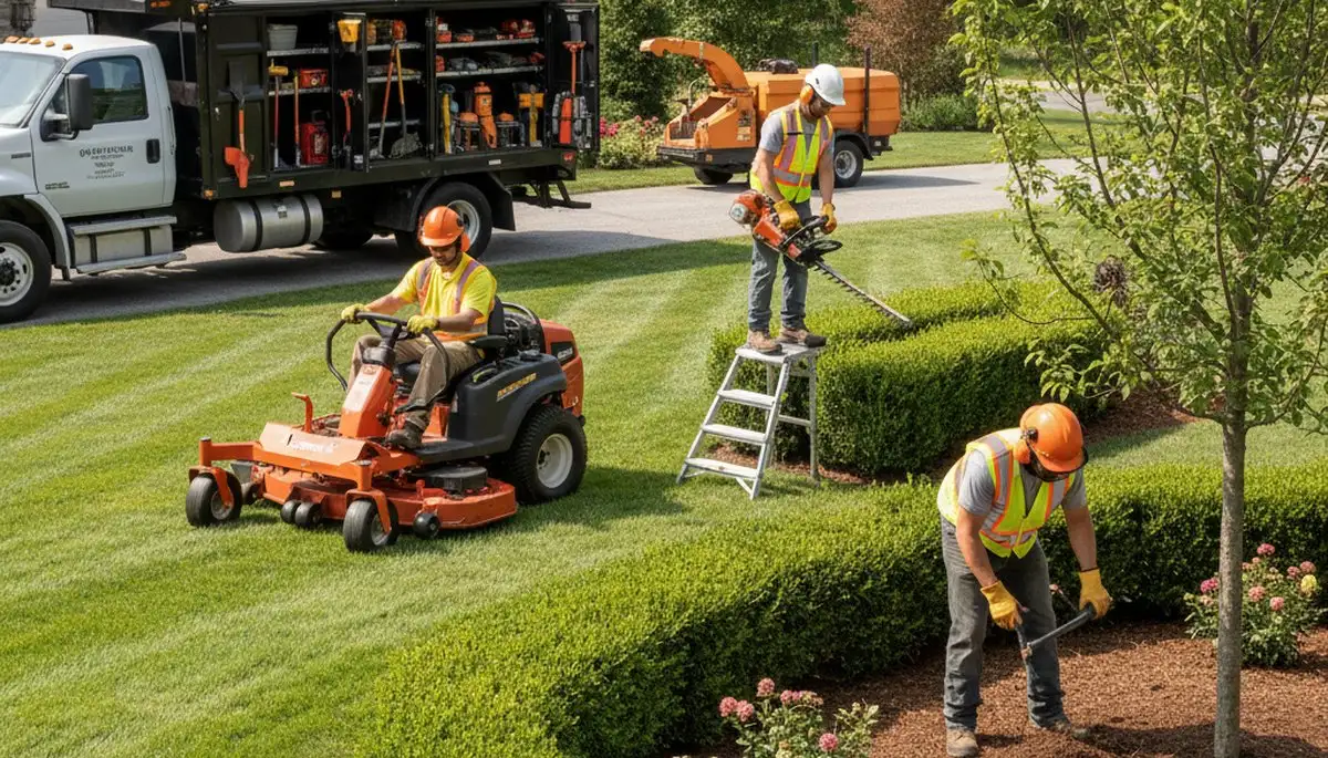 Andover, MA tree service crew providing landscaping and arbor care for local properties