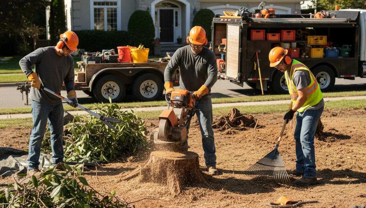 Shrub removal service in Andover, MA by Arbor Tree Care for overgrown landscape cleanup