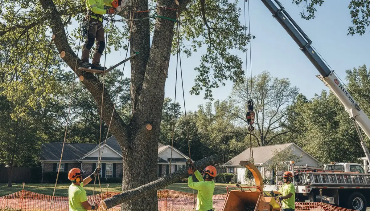 Andover, MA tree removal crew safely removing a tree for a tree-service job