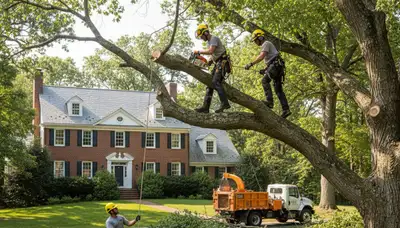 Tree service crew in Andover, MA providing professional tree trimming and removal services