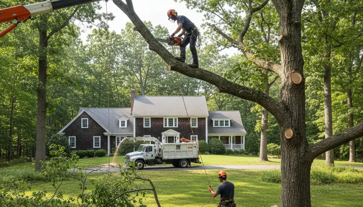 Tree service crew in Andover, MA providing professional tree care and removal for local homeowners