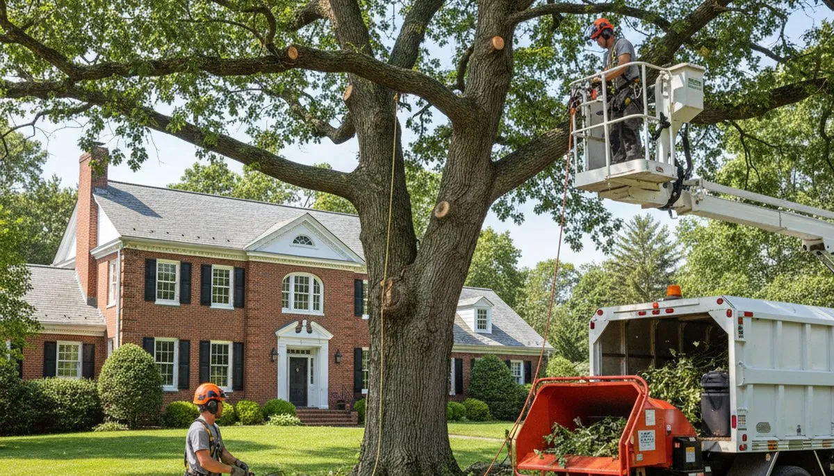 Tree service crew in Andover, MA providing professional tree removal and trimming for local properties