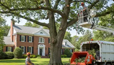 Tree service crew in Andover, MA providing professional tree removal and trimming for local properties