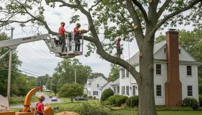 Tree service crew in Andover, MA providing professional tree trimming and removal