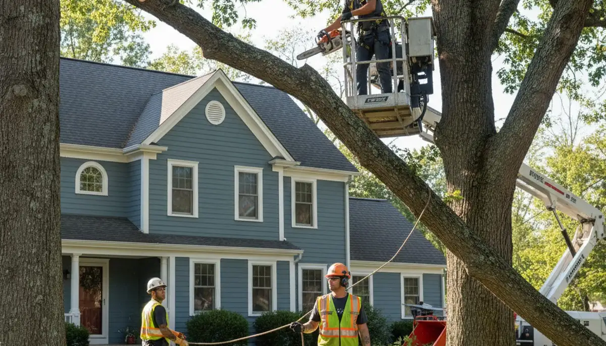 Tree service crew in Andover, MA providing professional tree care and removal for local properties