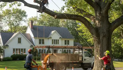 Tree service crew in Andover, MA providing professional tree trimming and removal services