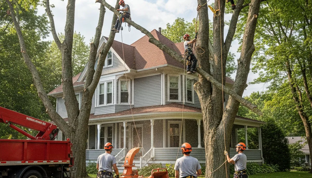 Tree service crew in Andover, MA providing safe tree trimming and removal for local properties