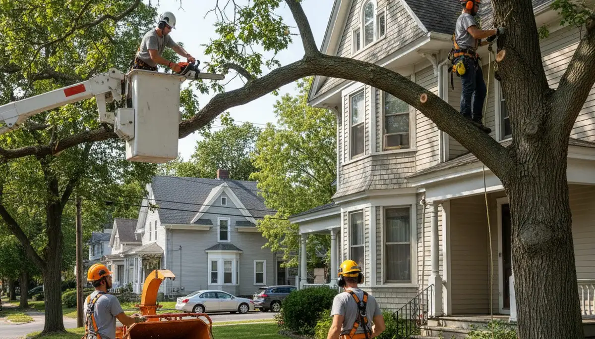 Tree service crew in Andover, MA providing professional tree removal and trimming for local properties