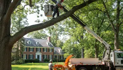 Tree service crew in Andover, MA providing professional tree removal and trimming services