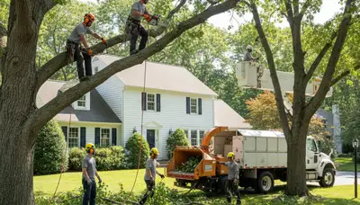 Tree service crew in Andover, MA providing professional tree trimming and removal