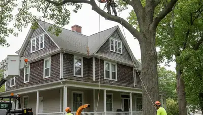 Tree service crew in Andover, MA providing professional tree removal and trimming services
