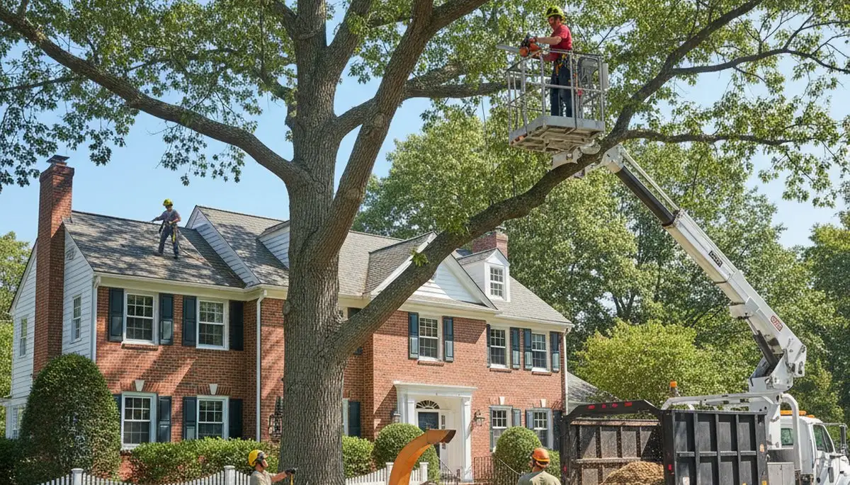 Tree service crew in Andover, MA providing professional tree removal and trimming services