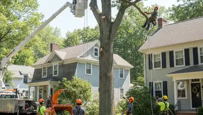 Tree service crew in Andover, MA providing professional tree care and removal for local properties