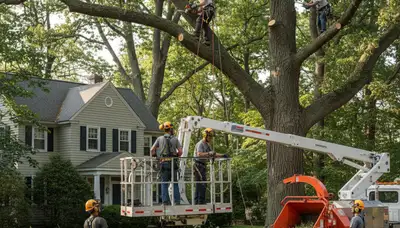 Tree service crew providing arborist work in Andover, MA