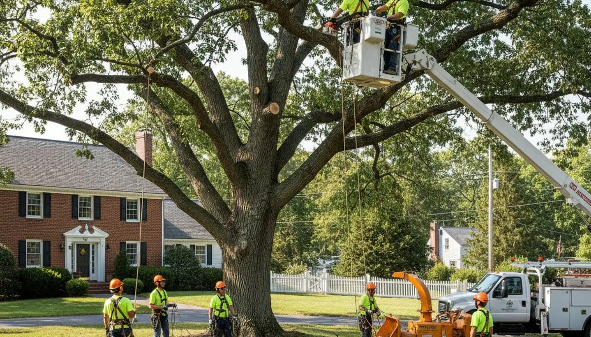 Tree service crew in Andover, MA providing professional tree trimming and removal services