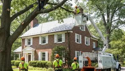 Tree service crew providing tree removal and trimming in Andover, MA