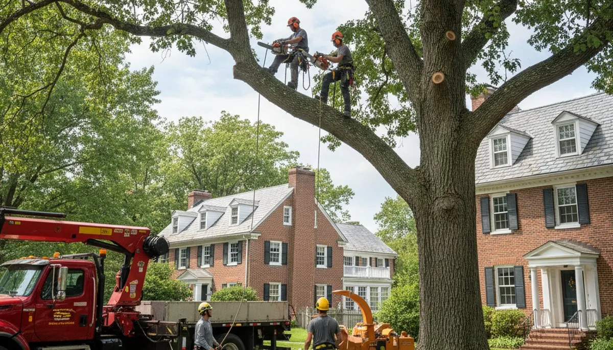 Tree service crew in Andover, MA providing professional tree removal and trimming services