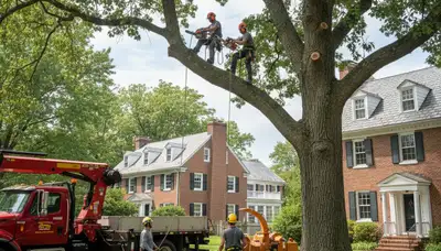 Tree service crew in Andover, MA providing professional tree removal and trimming services