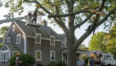 Tree service crew in Andover, MA providing professional tree removal and trimming services
