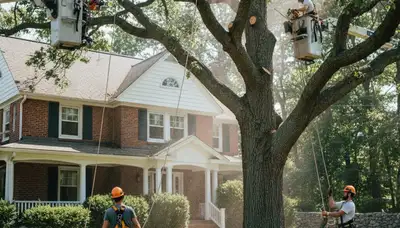 Tree service crew in Andover, MA providing professional tree removal and trimming services