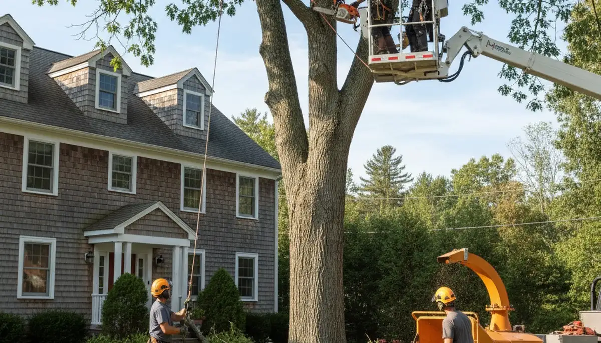 Tree service crew in Andover, MA providing professional tree trimming and removal services