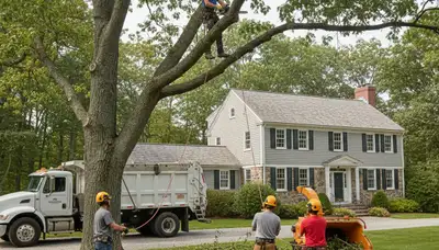 Tree service crew in Andover, MA providing professional tree removal and trimming services