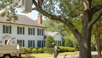 Tree service crew in Andover, MA providing professional tree removal and pruning services